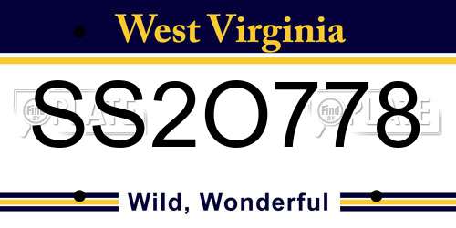 SS2O778 West Virginia License Plate
