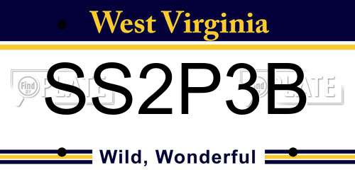 SS2P3B West Virginia License Plate