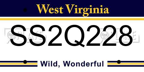 SS2Q228 West Virginia License Plate