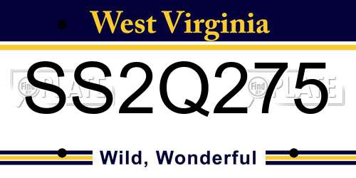 SS2Q275 West Virginia License Plate