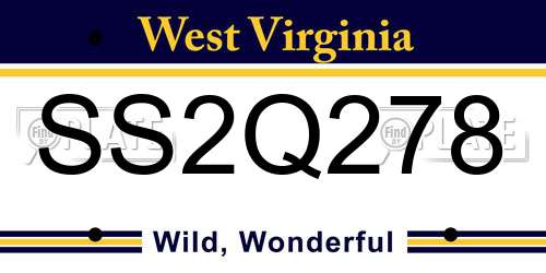 SS2Q278 West Virginia License Plate