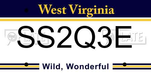 SS2Q3E West Virginia License Plate