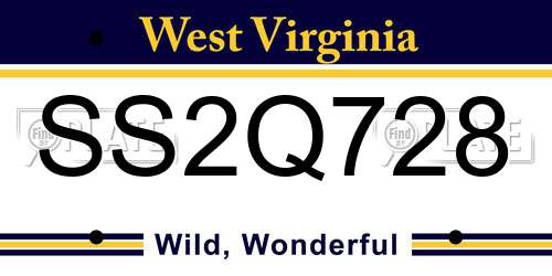 SS2Q728 West Virginia License Plate