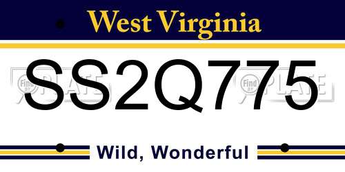 SS2Q775 West Virginia License Plate