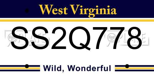 SS2Q778 West Virginia License Plate