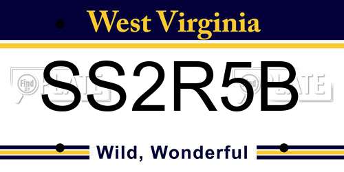 SS2R5B West Virginia License Plate