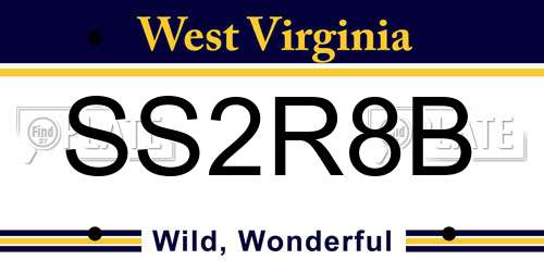 SS2R8B West Virginia License Plate