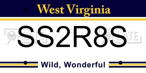 SS2R8S West Virginia License Plate