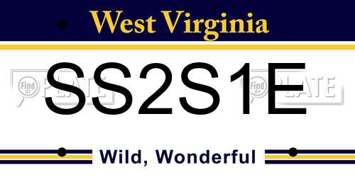 SS2S1E West Virginia License Plate
