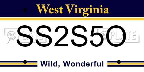 SS2S5O West Virginia License Plate