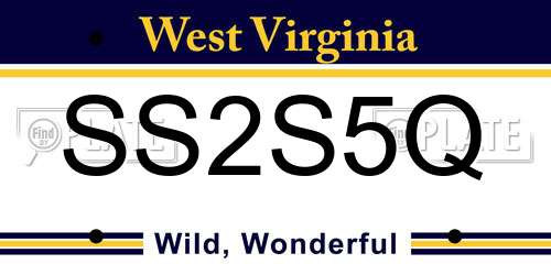 SS2S5Q West Virginia License Plate