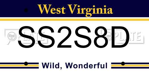 SS2S8D West Virginia License Plate