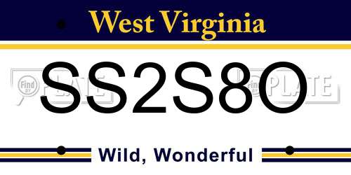 SS2S8O West Virginia License Plate
