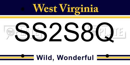 SS2S8Q West Virginia License Plate