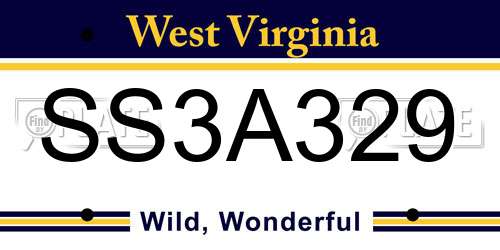 SS3A329 West Virginia License Plate