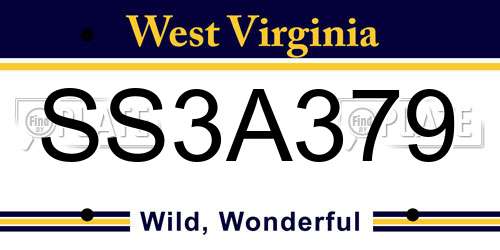 SS3A379 West Virginia License Plate