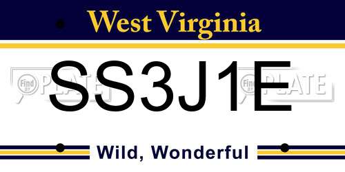 SS3J1E West Virginia License Plate