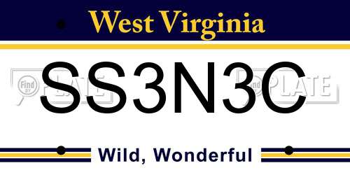 SS3N3C West Virginia License Plate