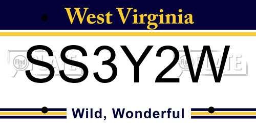SS3Y2W West Virginia License Plate