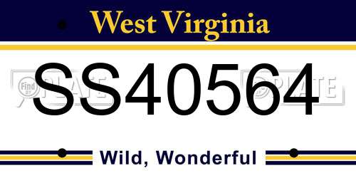 SS40564 West Virginia License Plate
