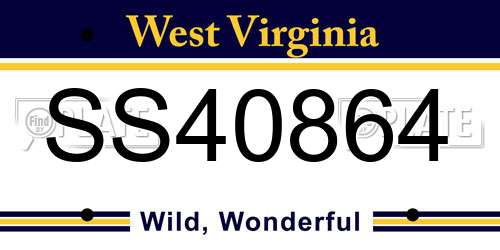 SS40864 West Virginia License Plate
