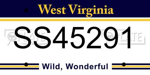 SS45291 West Virginia License Plate