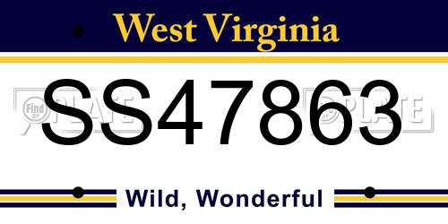SS47863 West Virginia License Plate