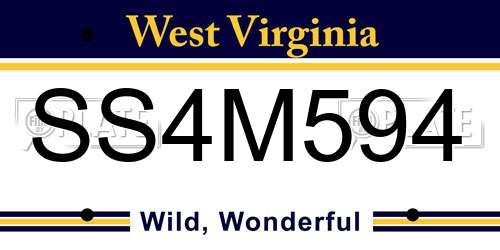 SS4M594 West Virginia License Plate