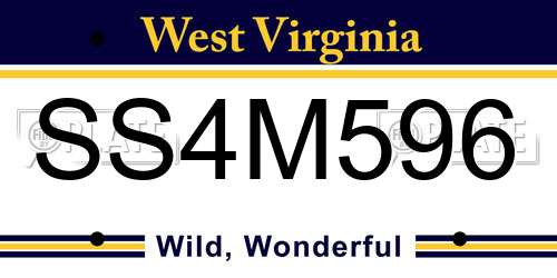 SS4M596 West Virginia License Plate