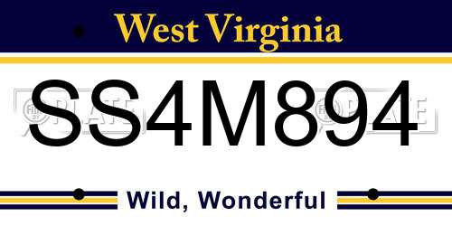 SS4M894 West Virginia License Plate
