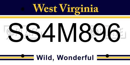 SS4M896 West Virginia License Plate