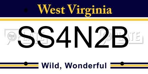 SS4N2B West Virginia License Plate