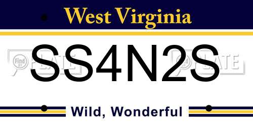 SS4N2S West Virginia License Plate