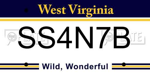 SS4N7B West Virginia License Plate