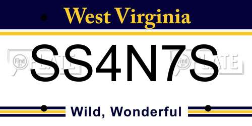 SS4N7S West Virginia License Plate