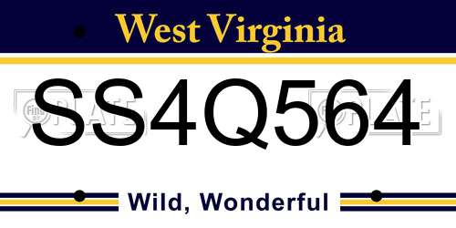 SS4Q564 West Virginia License Plate