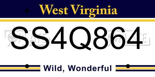 SS4Q864 West Virginia License Plate