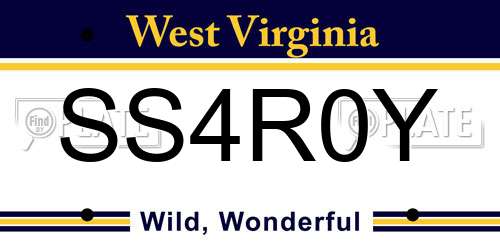 SS4R0Y West Virginia License Plate