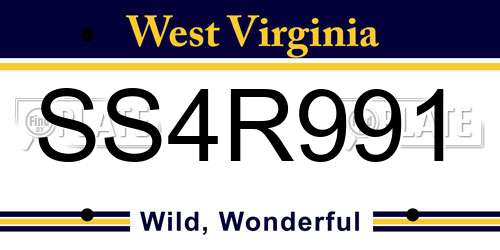 SS4R991 West Virginia License Plate