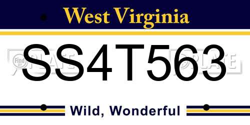 SS4T563 West Virginia License Plate