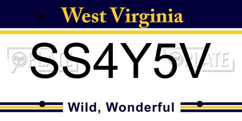 SS4Y5V West Virginia License Plate