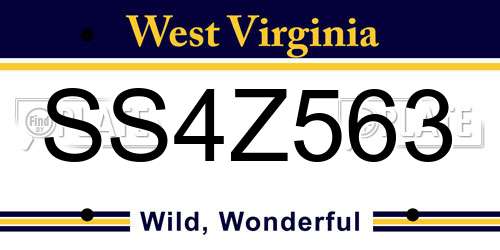 SS4Z563 West Virginia License Plate
