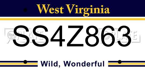 SS4Z863 West Virginia License Plate