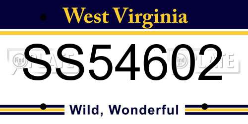 SS54602 West Virginia License Plate