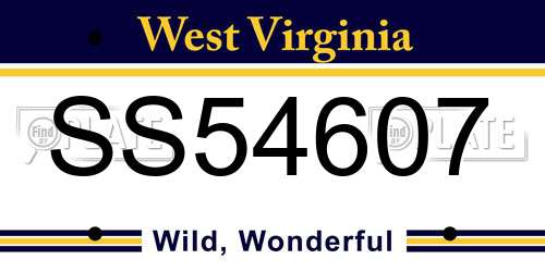SS54607 West Virginia License Plate