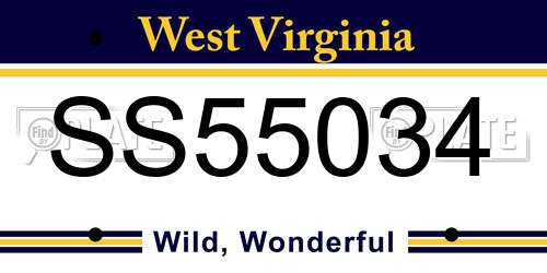 SS55034 West Virginia License Plate