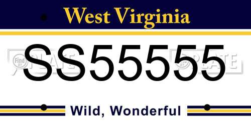 SS55555 West Virginia License Plate