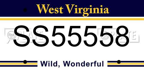 SS55558 West Virginia License Plate