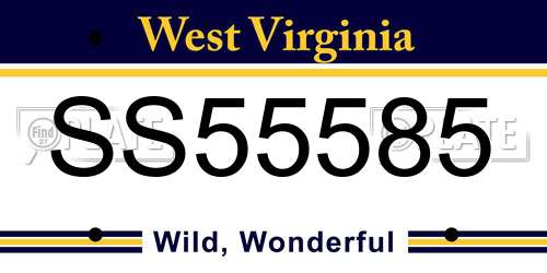 SS55585 West Virginia License Plate