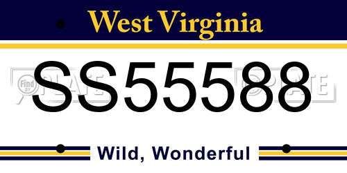 SS55588 West Virginia License Plate